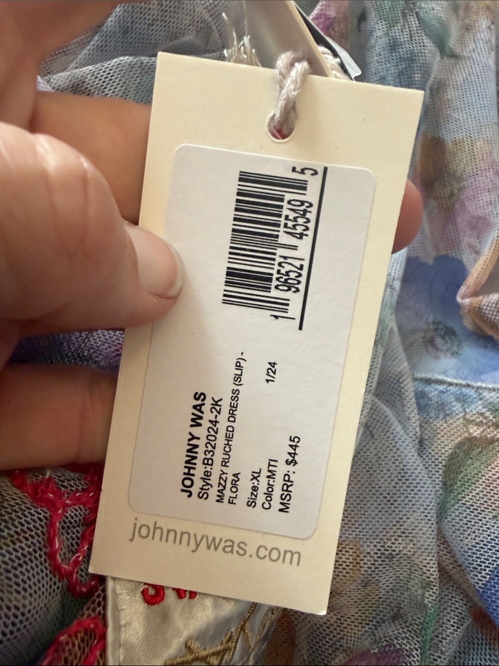 Johnny Was Mazzy Ruched Dress Flora Embroidered Maxi Dress - Picture 15 of 15